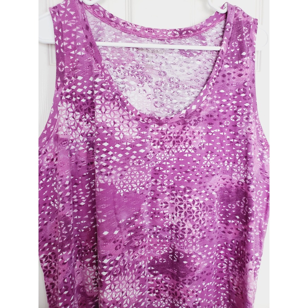Woman Within Tank Top Purple Geometric‎ Print Sleeveless Plus Size 2X 26/28
